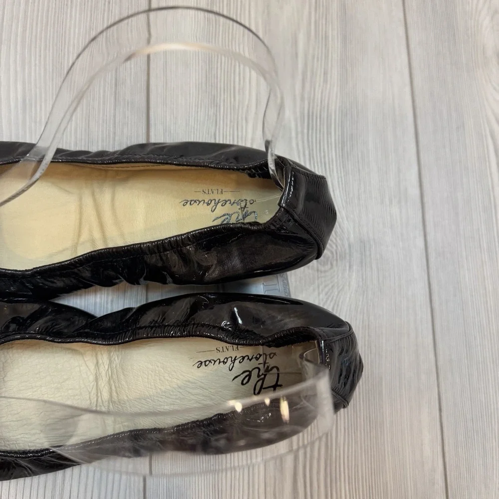 NEW The Storehouse Flats Womens 8 Foldable Leather Ballet Shoes Black Oil